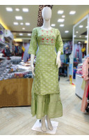 Cotton Sarara Set With Embroidery Work And Fabric Work On All Over Base (KR2267)